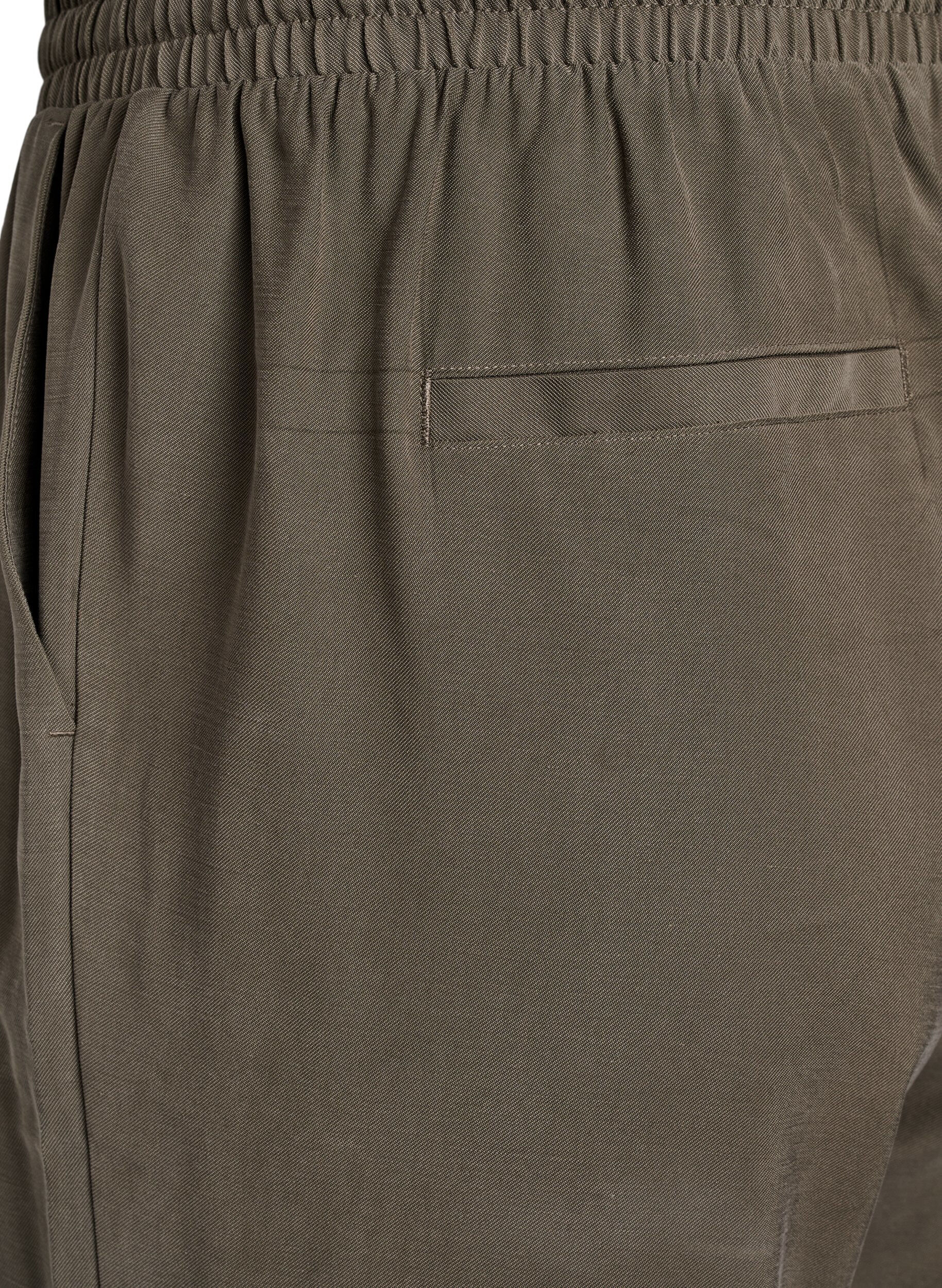 Zizzi FLASH - Viscose broek met elastische tailleband, Groen, Packshot image number 3