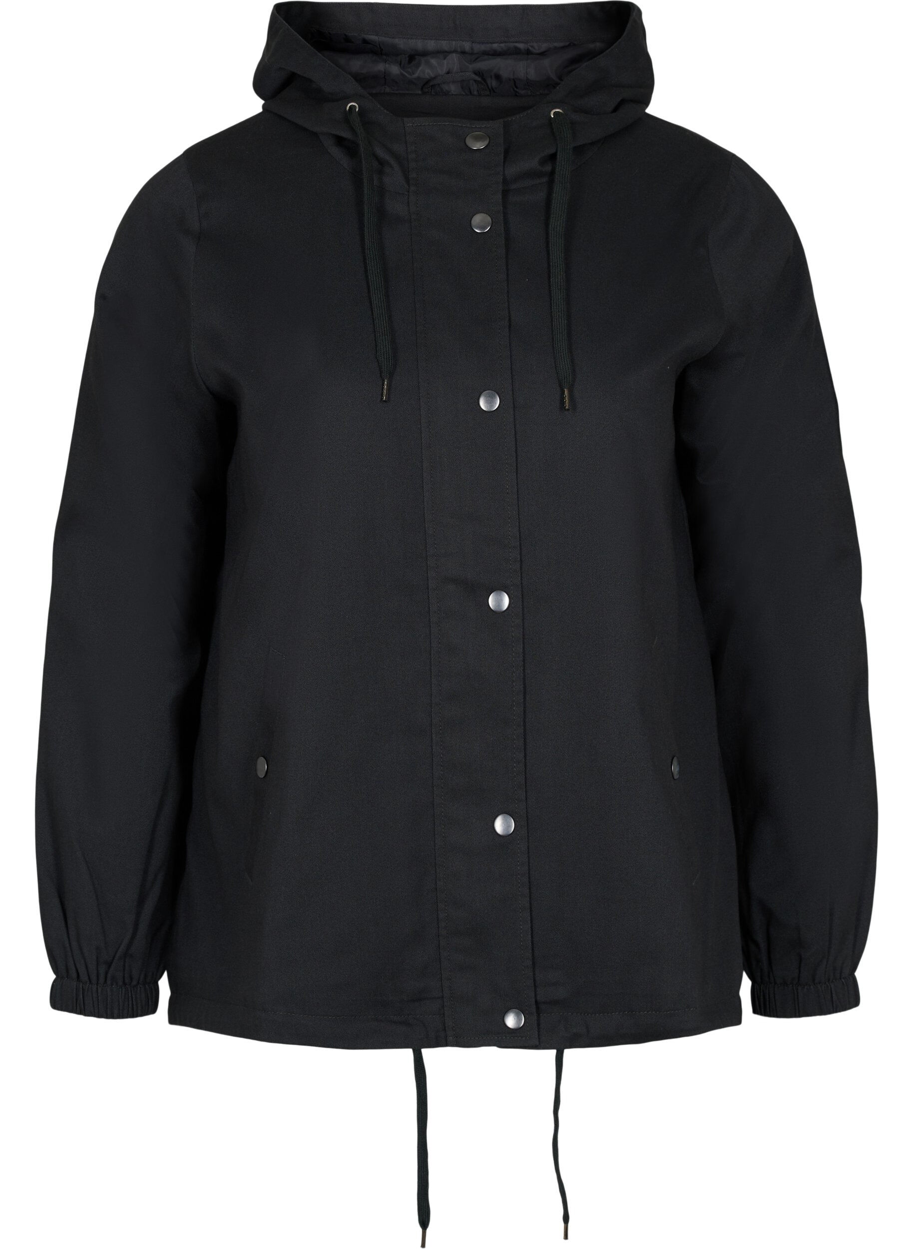 Zizzi Parka jas met capuchon en steekzakken, Black, Packshot image number 0