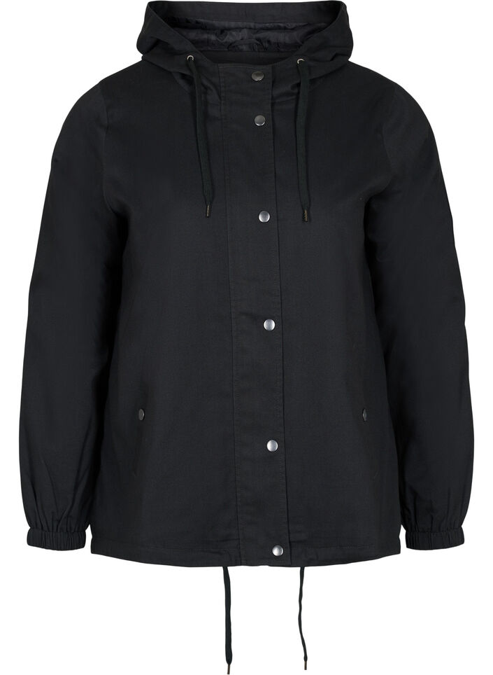 Parka jas met capuchon en steekzakken, Black, Packshot image number 0