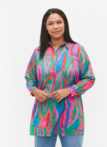 Lang shirt met opdruk, Colorfull Art Print, Model image number 0