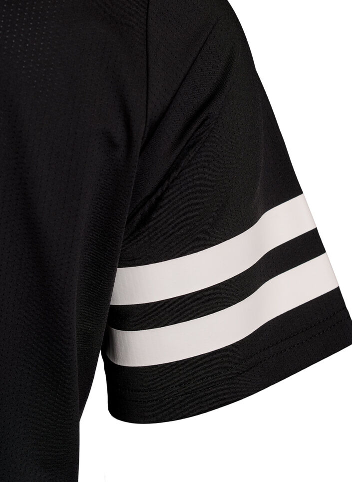 Sportieve polo met streepdetails, Zwart, Packshot image number 3