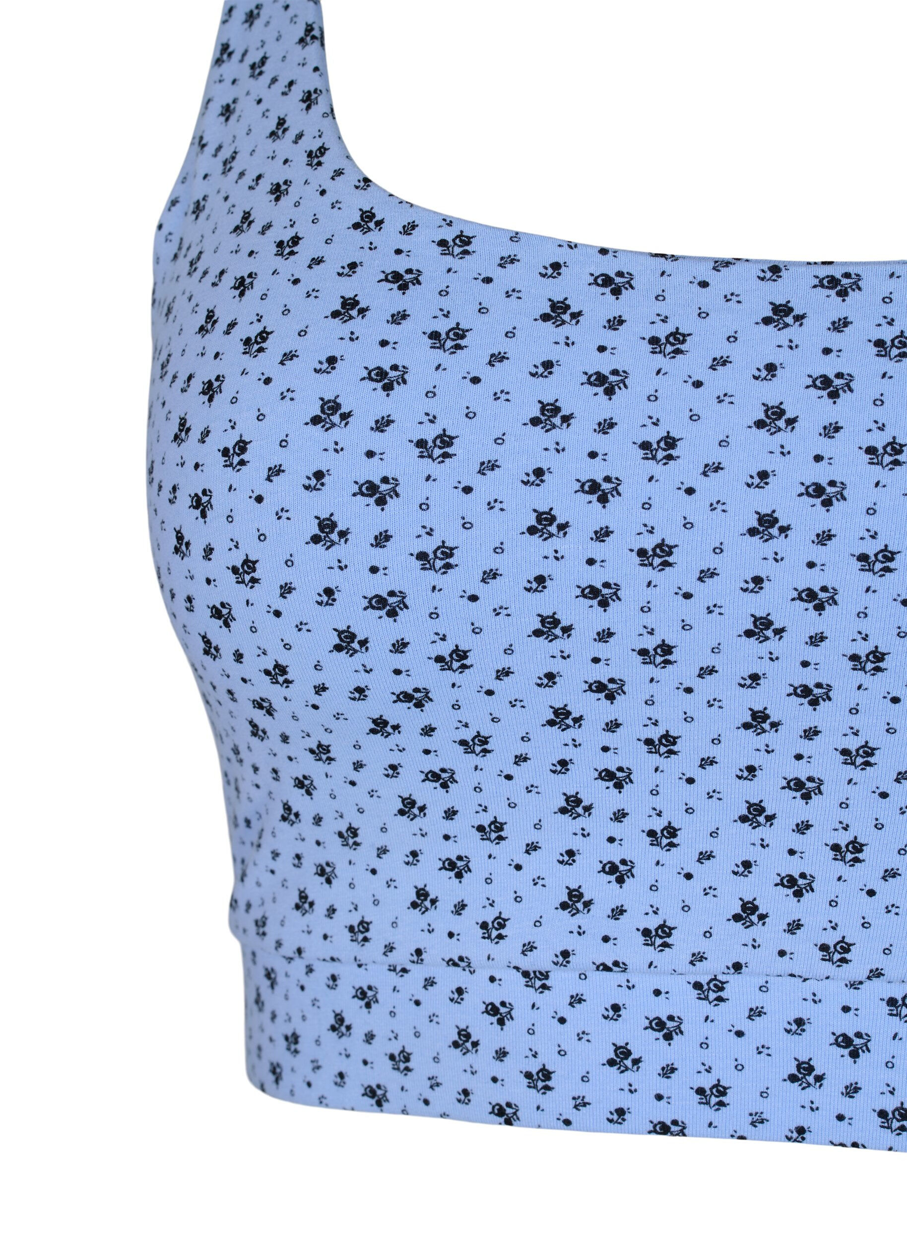 Zizzi 2-pack beha-top van katoen met verstelbare bandjes, Serenity AOP/Black, Packshot image number 2