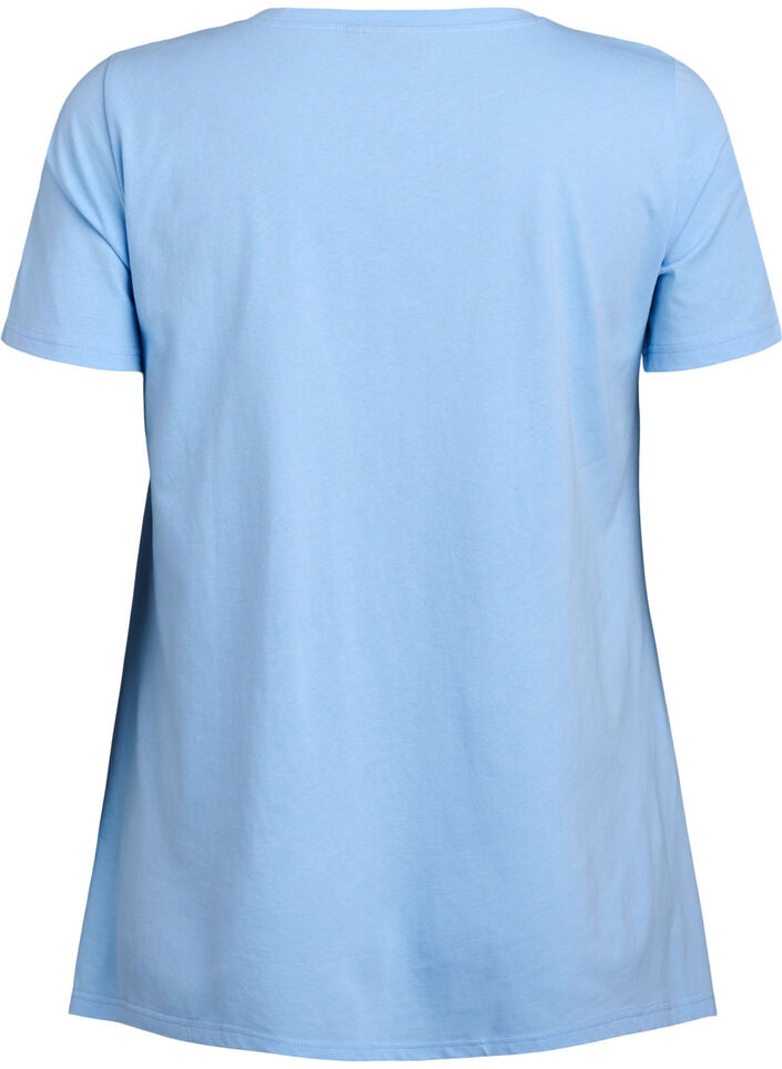T-shirt met ronde hals en A-lijn vorm, Blauw, Packshot image number 1