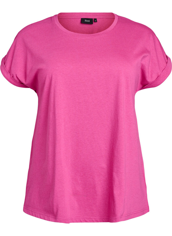 T-shirt met korte mouwen van katoenmix, Roze, Packshot image number 0