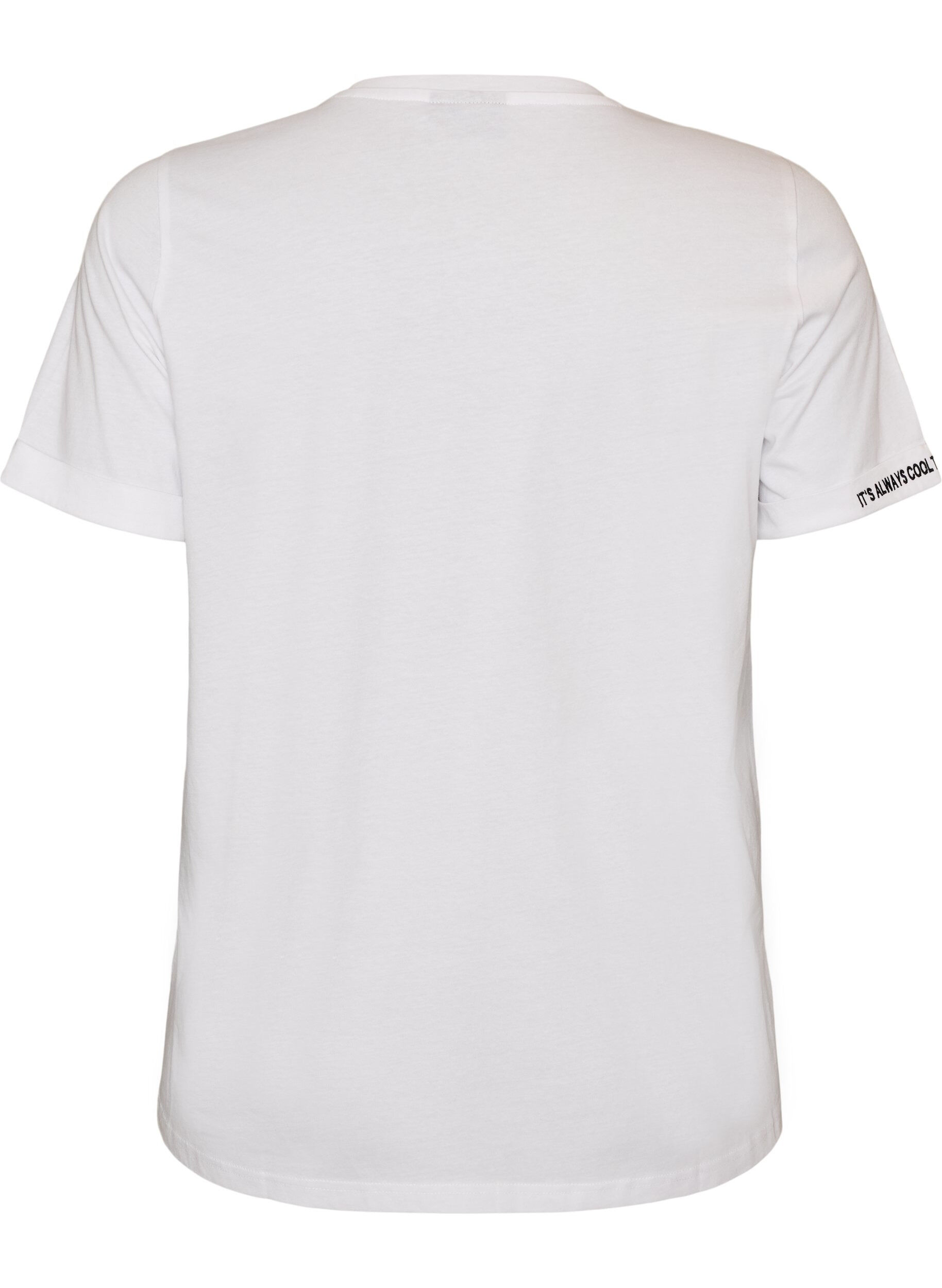 ZizziKatoenen T-shirt met geborduurde tekst, Wit, Packshot image number 1