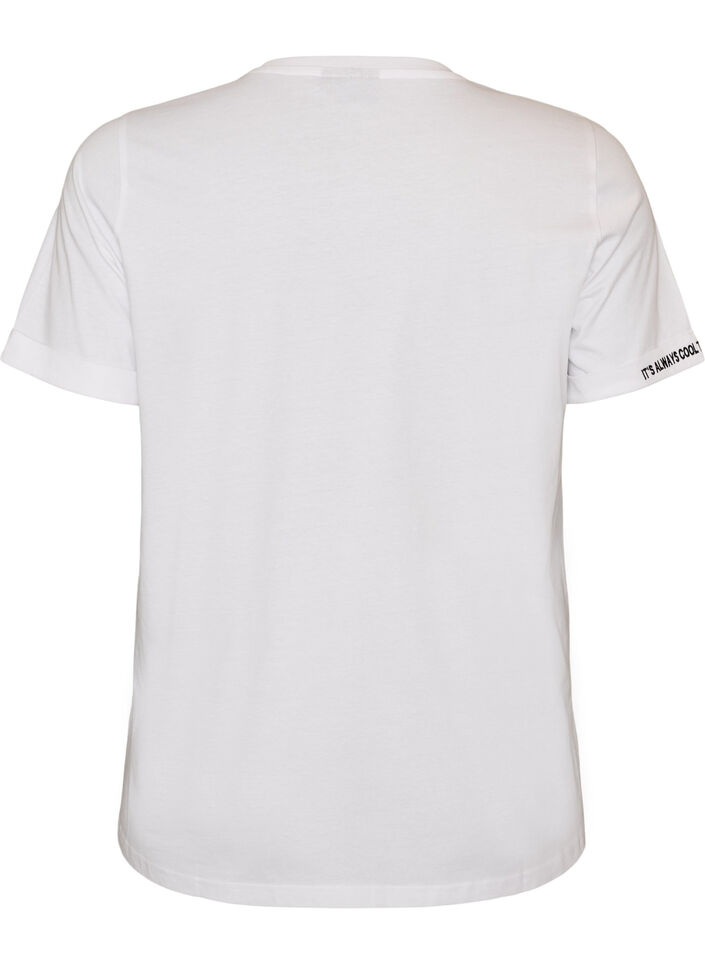 Katoenen T-shirt met geborduurde tekst, Wit, Packshot image number 1