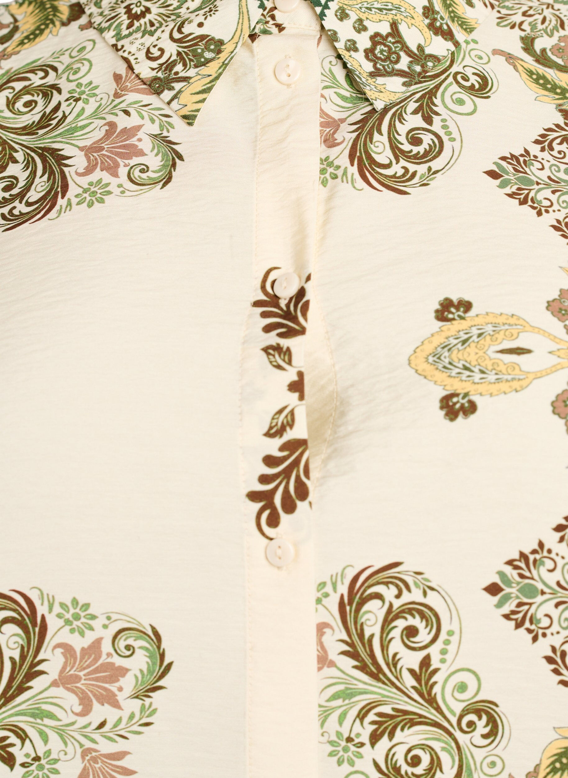 Zizzi Viscose blouse met 3/4-mouwen en patroon, Groen, Packshot image number 2