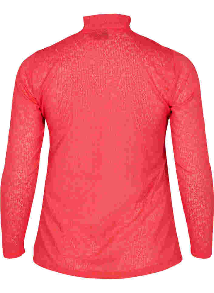 Nauwsluitende kanten blouse met lange mouwen, Hibiscus, Packshot image number 1