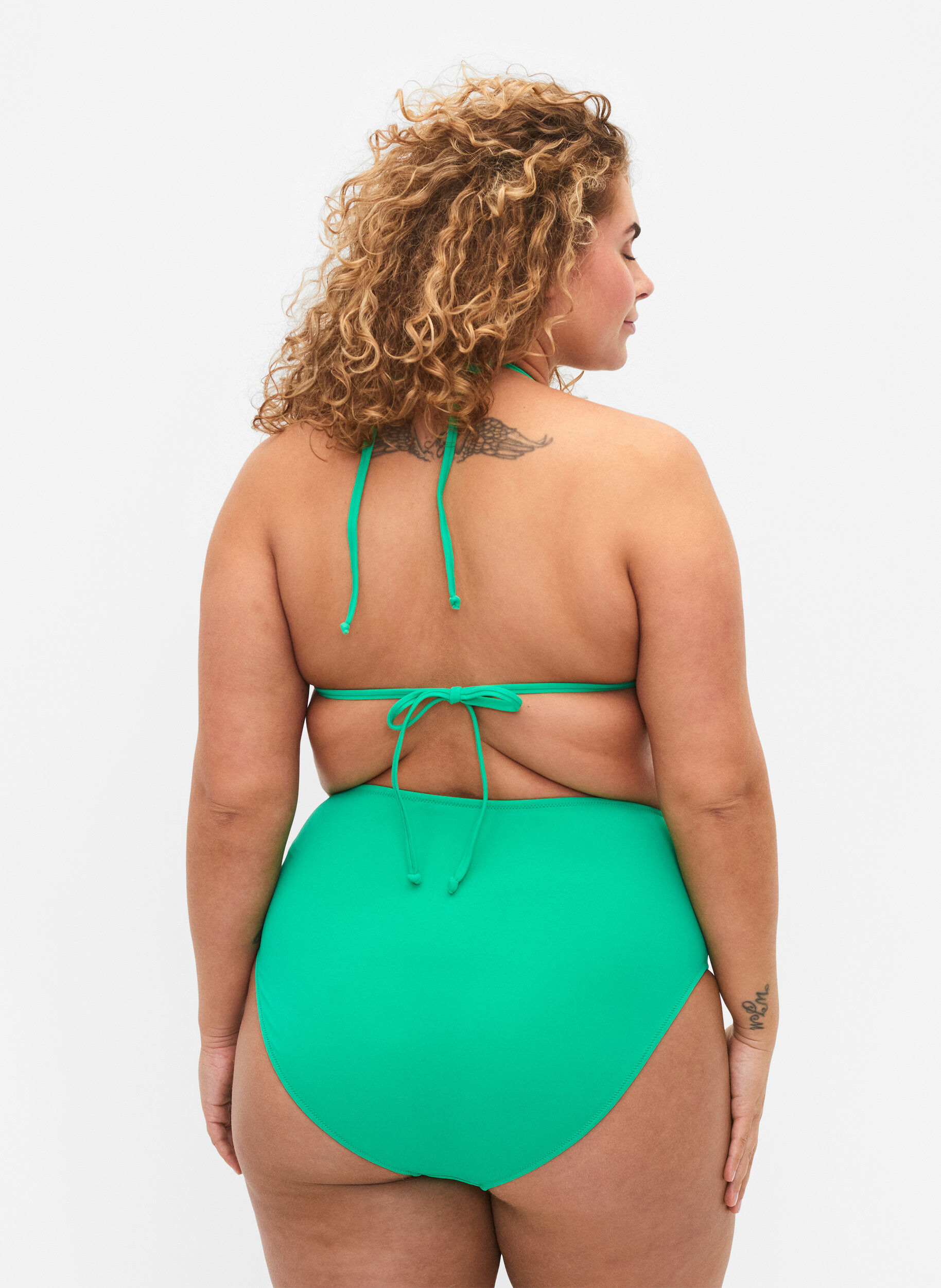 Zizzi Bikinibroekje met hoge taille, Groen, Model image number 1