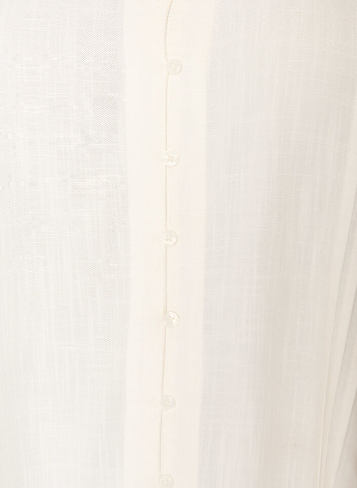 Viscose tuniek met knopen en rucherand, Vanille, Packshot image number 2