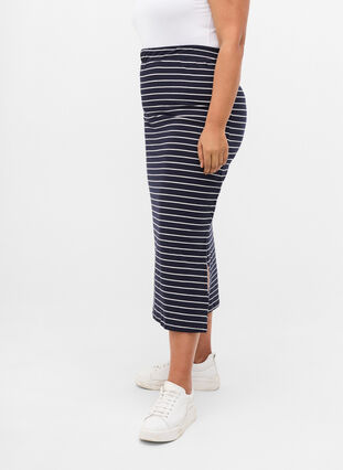 Lange katoenen rok met split, Blue Stripe, Model image number 2