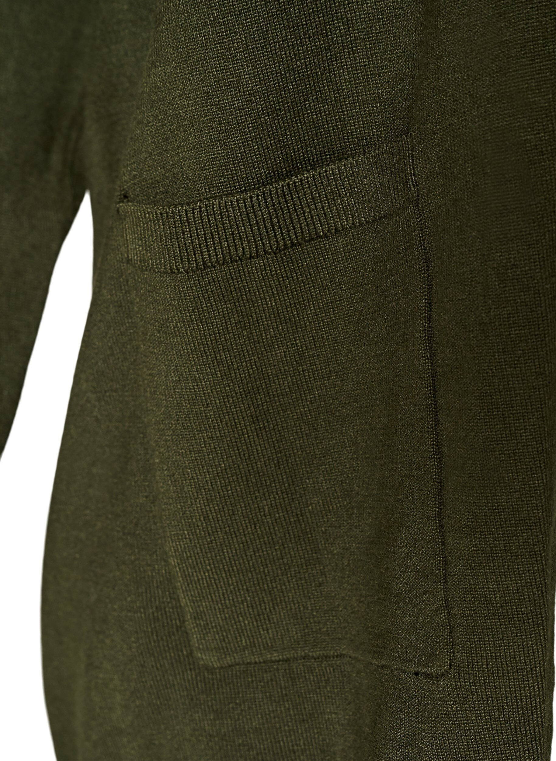 ZizziLang gebreid vest in viscosemix, Groen, Packshot image number 3