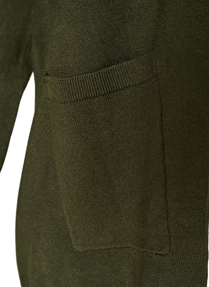 Lang gebreid vest in viscosemix, Groen, Packshot image number 3