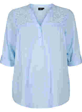 Katoenen blouse met kanten details
