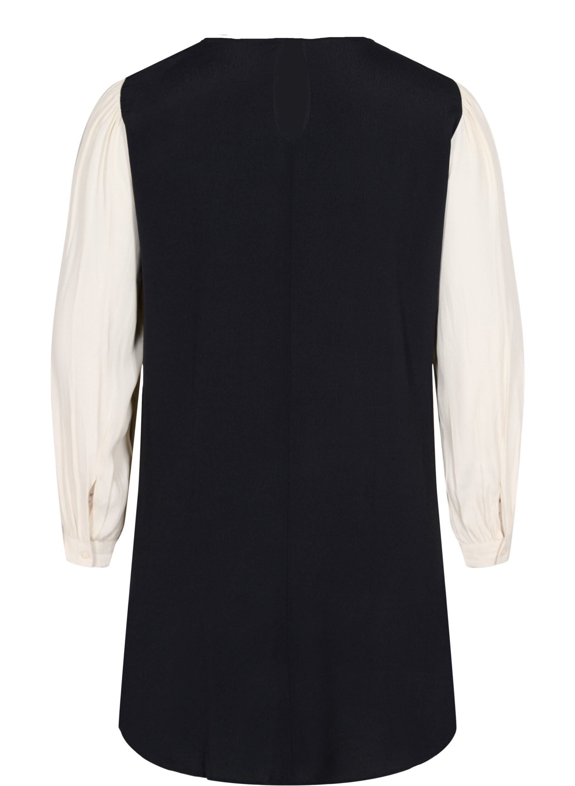 Zizzi Jurk met lange mouwen in viscose, Black w. Cloud D., Packshot image number 1