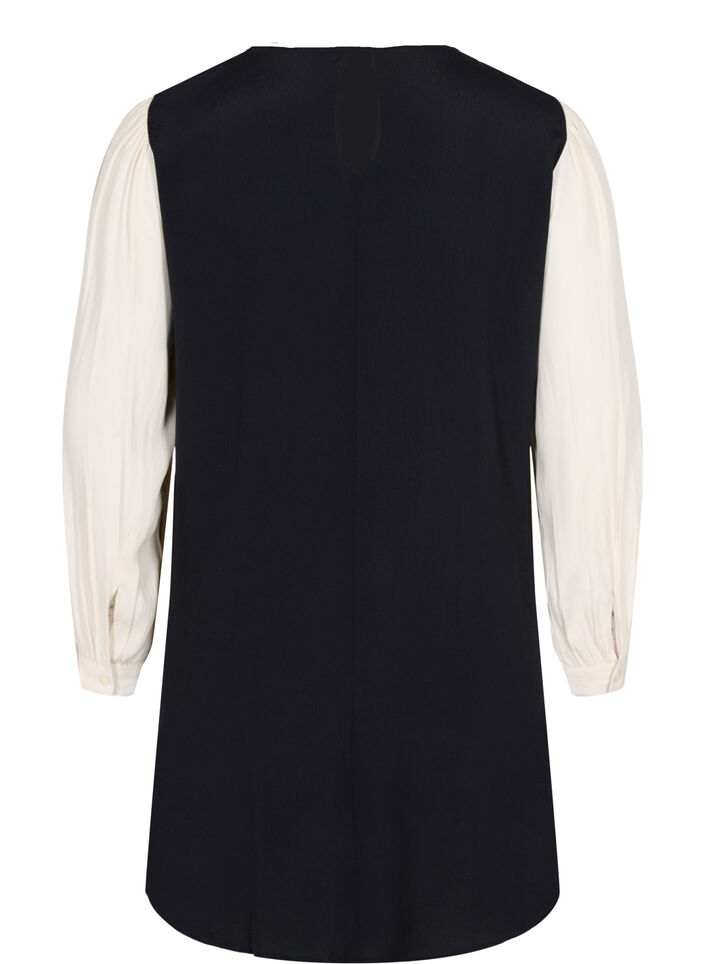 Jurk met lange mouwen in viscose, Black w. Cloud D., Packshot image number 1