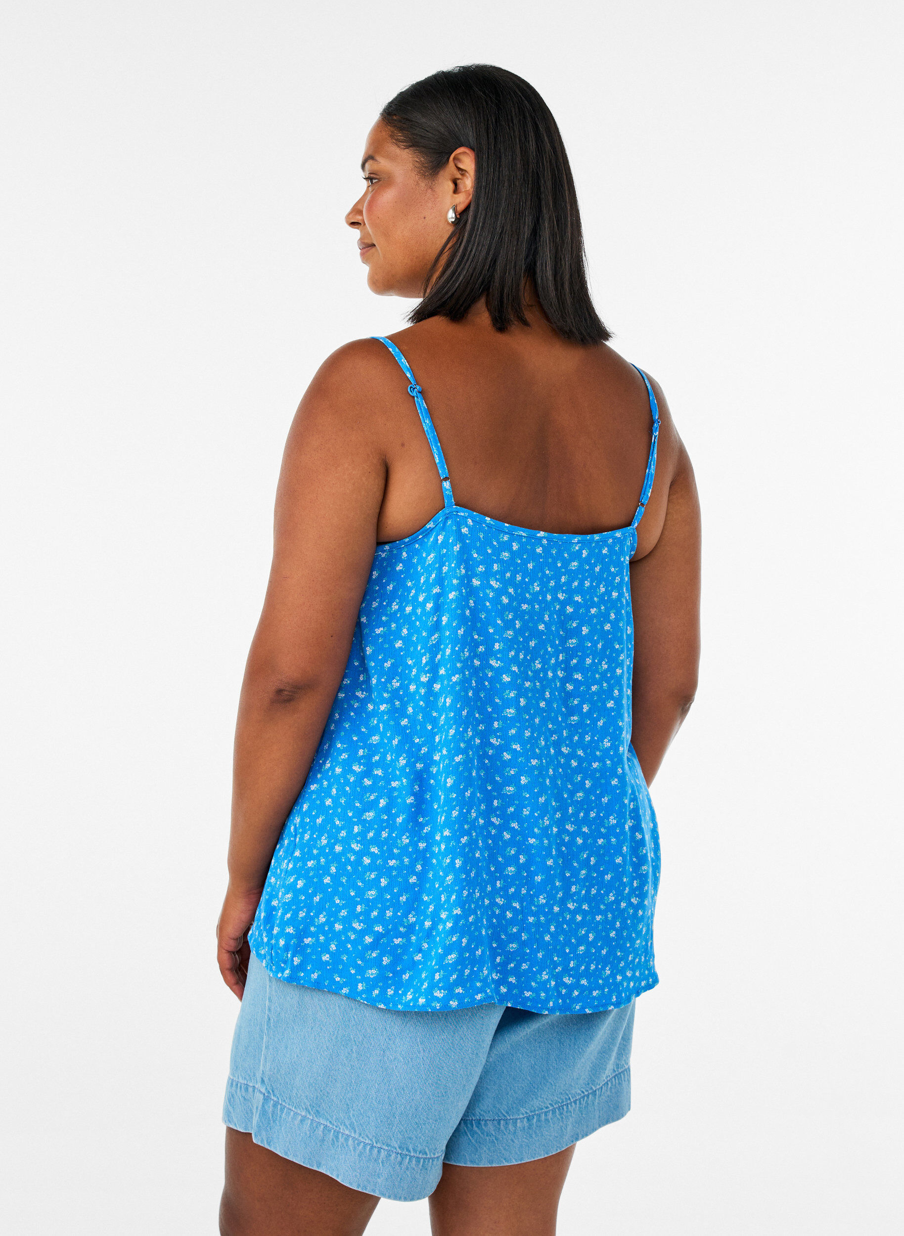 ZizziStrap top in viscose, Blauw, Model image number 2