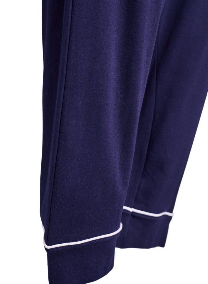 Katoenen pyjamabroek met hoge taille, Blauw, Packshot image number 3