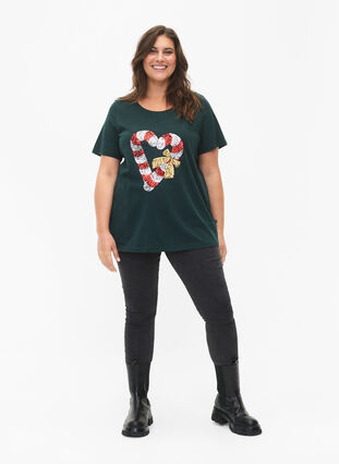 Kerst T-shirt met pailletten, Scarab W. Stock, Model image number 2