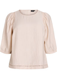 Viscosemix blouse met linnen en geplooide schouders, Oranje