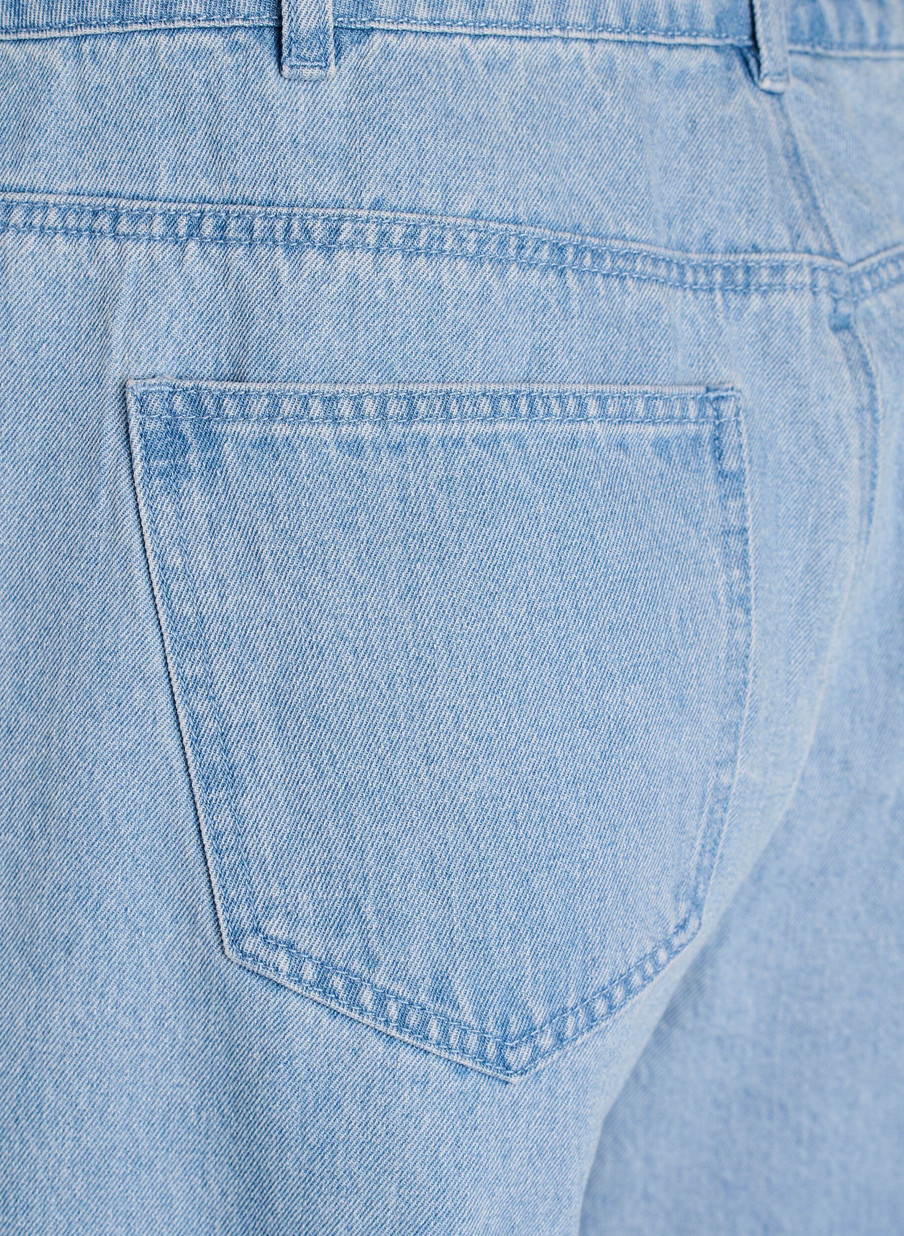 Zizzi Myra jeans met wide fit en bloemendetails, Blauw, Packshot image number 4