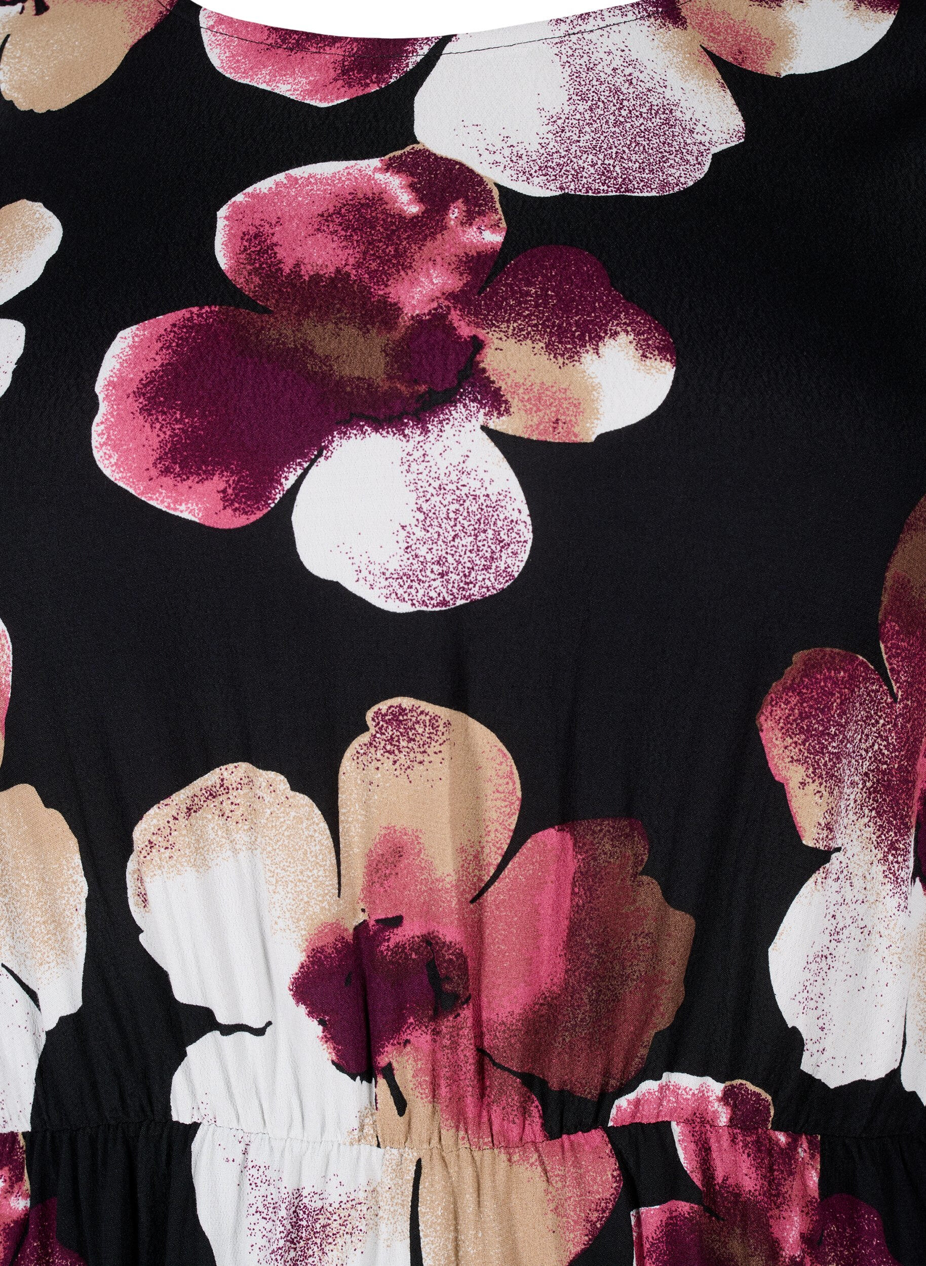 Zizzi Viscose jurk met print en lange mouwen, Zwart, Packshot image number 2