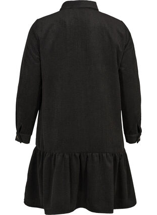 Korte jurk in fluweel met knopen, Black, Packshot image number 1