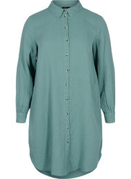 Lange katoenen blouse met een klassieke kraag, Sagebrush Green