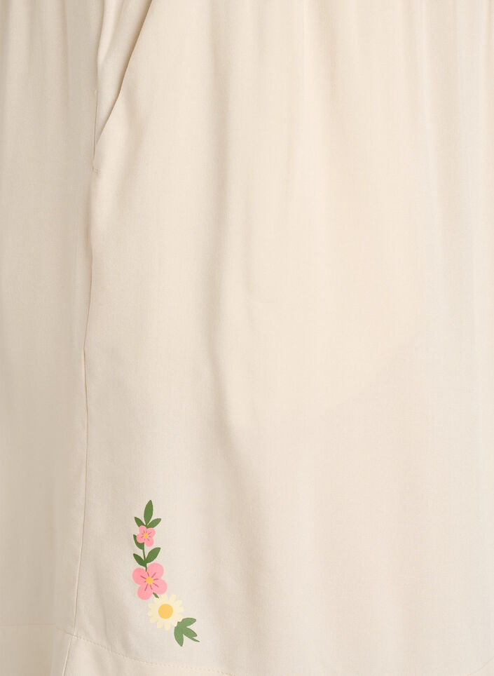 Losse pyjamashorts in viscose met een high waist, Beige, Packshot image number 3