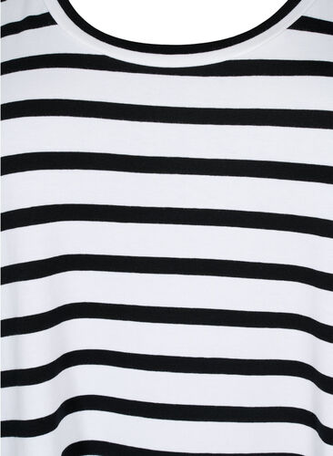 Gestreepte jersey jurk met korte mouwen, Black Stripes, Packshot image number 2