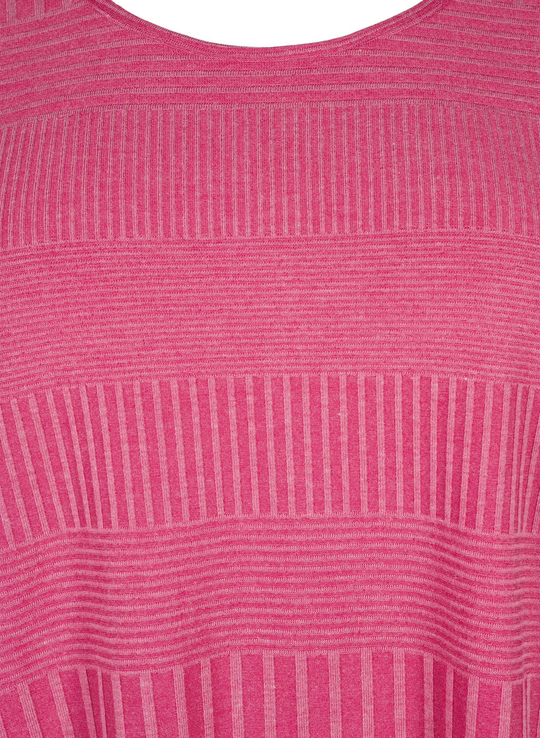 Zizzi Blouse met driekwartmouwen en een gestreept patroon, Malaga Mel., Packshot image number 2