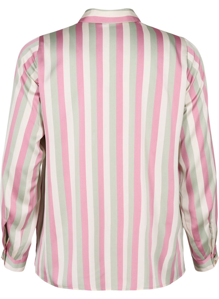 Gestreept satijnen overhemd, Rose Stripe, Packshot image number 1