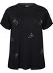 Viscose T-shirt met strassteentjes, Zwart, Packshot image number 0