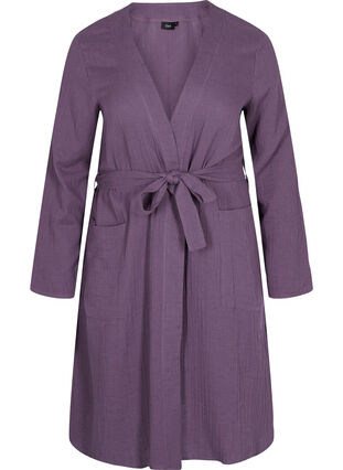 Katoenen badjas met striksluiting, Vintage Violet, Packshot image number 0