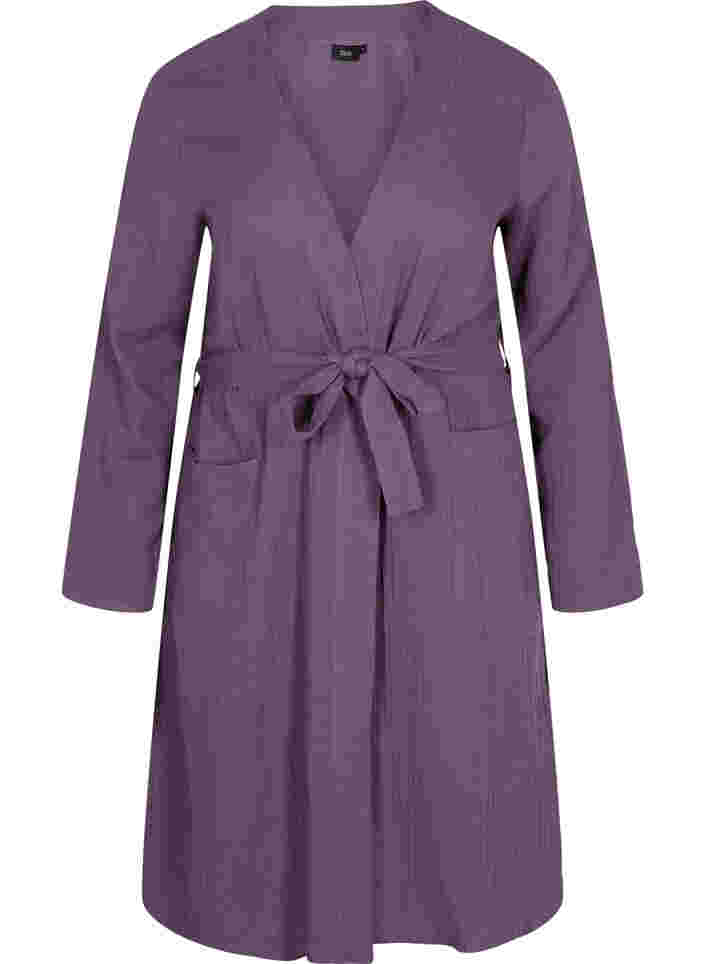 Katoenen badjas met striksluiting, Vintage Violet