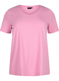 Basic t-shirt in effen kleur met katoen, Rosebloom