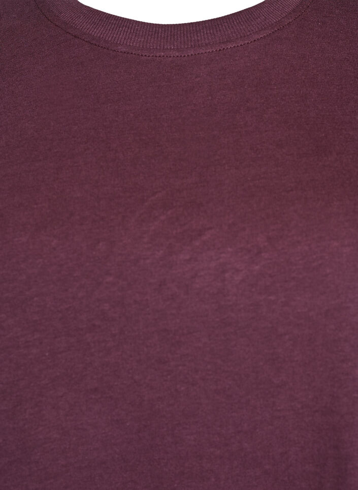 Basic katoenen T-shirt met ronde hals, Donker Bordeaux, Packshot image number 2