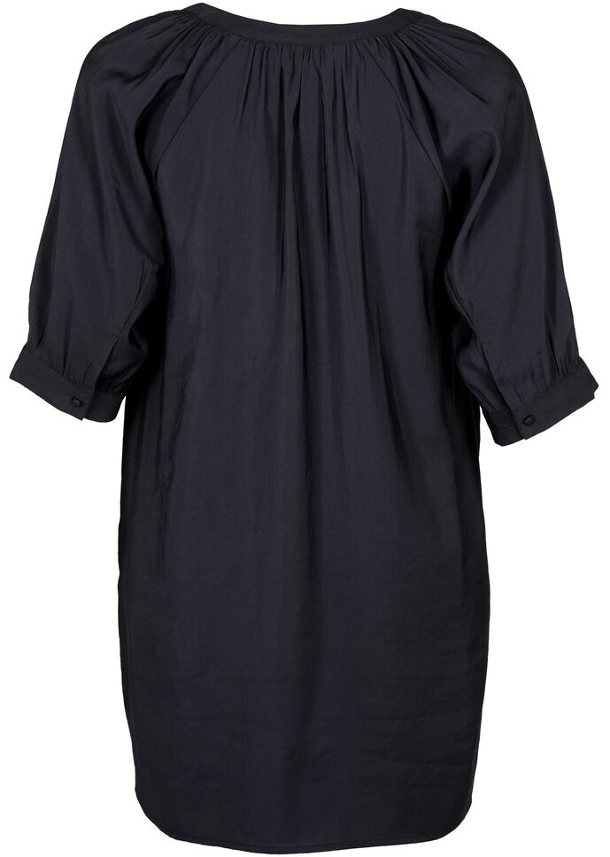 Tuniek van viscose met 3/4-mouwen, Black, Packshot image number 1