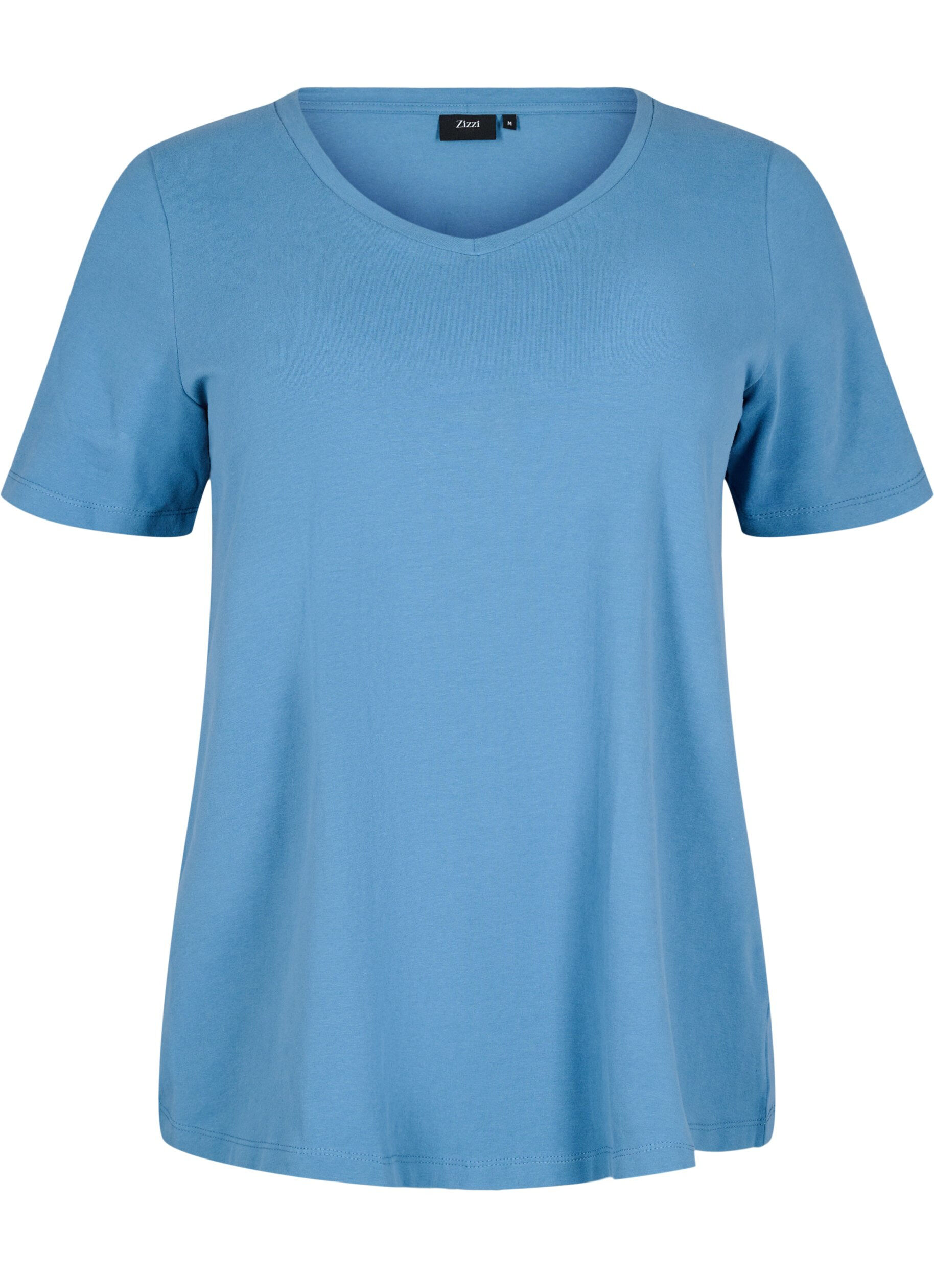 ZizziEffen basic T-shirt van katoen, Blauw, Packshot image number 0