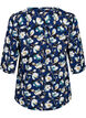 Gebloemde blouse met 3/4 mouwen, P. Blue Flower AOP, Packshot image number 1