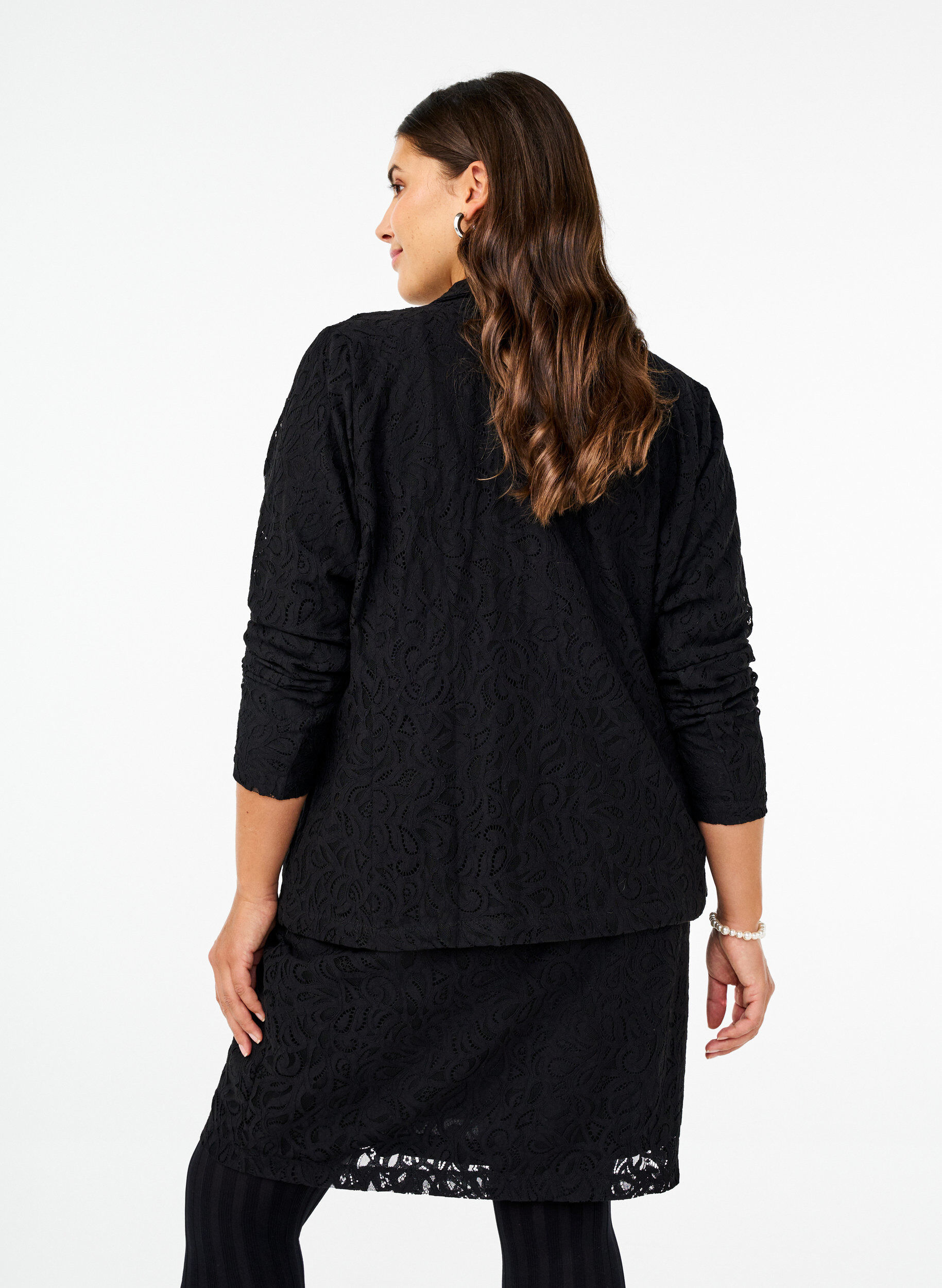 Zizzi Kanten blazer met zakken, Black, Model image number 1