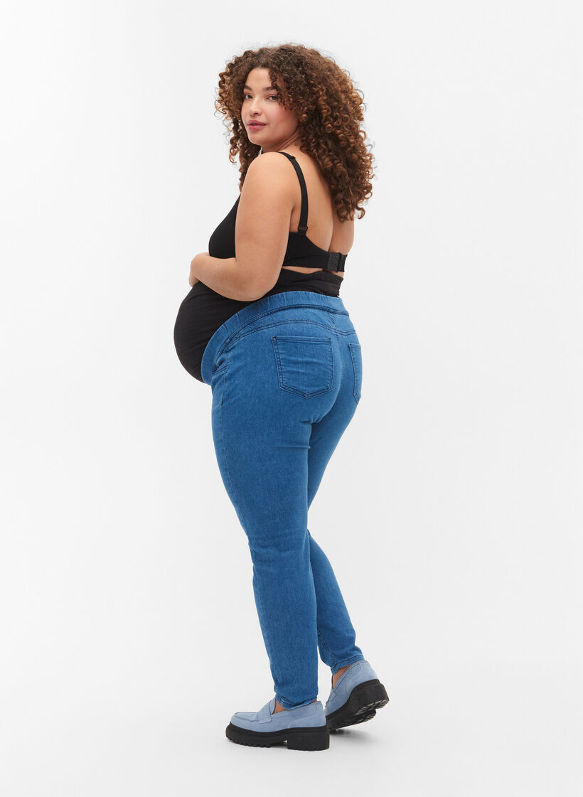 Zwangerschapsjegging met achterzakken, Blue denim, Model image number 1