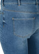 Denim short met hoge taille en onafgewerkt randen, Dark blue denim, Packshot image number 3
