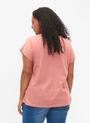 Katoenen t-shirt met bladprint, Old Rose W. Leaf, Model image number 1