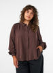 Shirt met ballonvorm en onzichtbare ritssluiting, Bruin, Model image number 0