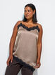Top met bandjes en een kanten asymmetrische zoom, Beige, Model image number 0