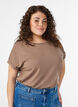 T-shirt met korte mouwen van katoenmix, Bruin, Model image number 0