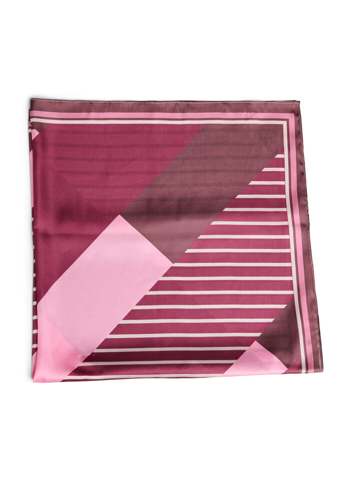 Vierkante sjaal met satijnlook en patroon, Rood, Packshot image number 1