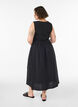 Mouwloze katoenen midi-jurk met rib en mousseline, Zwart, Model image number 1
