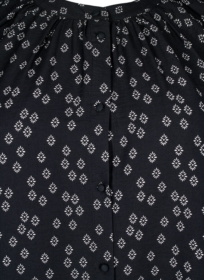 Tunic met lange mouwen en bloemenprint, Zwart, Packshot image number 2